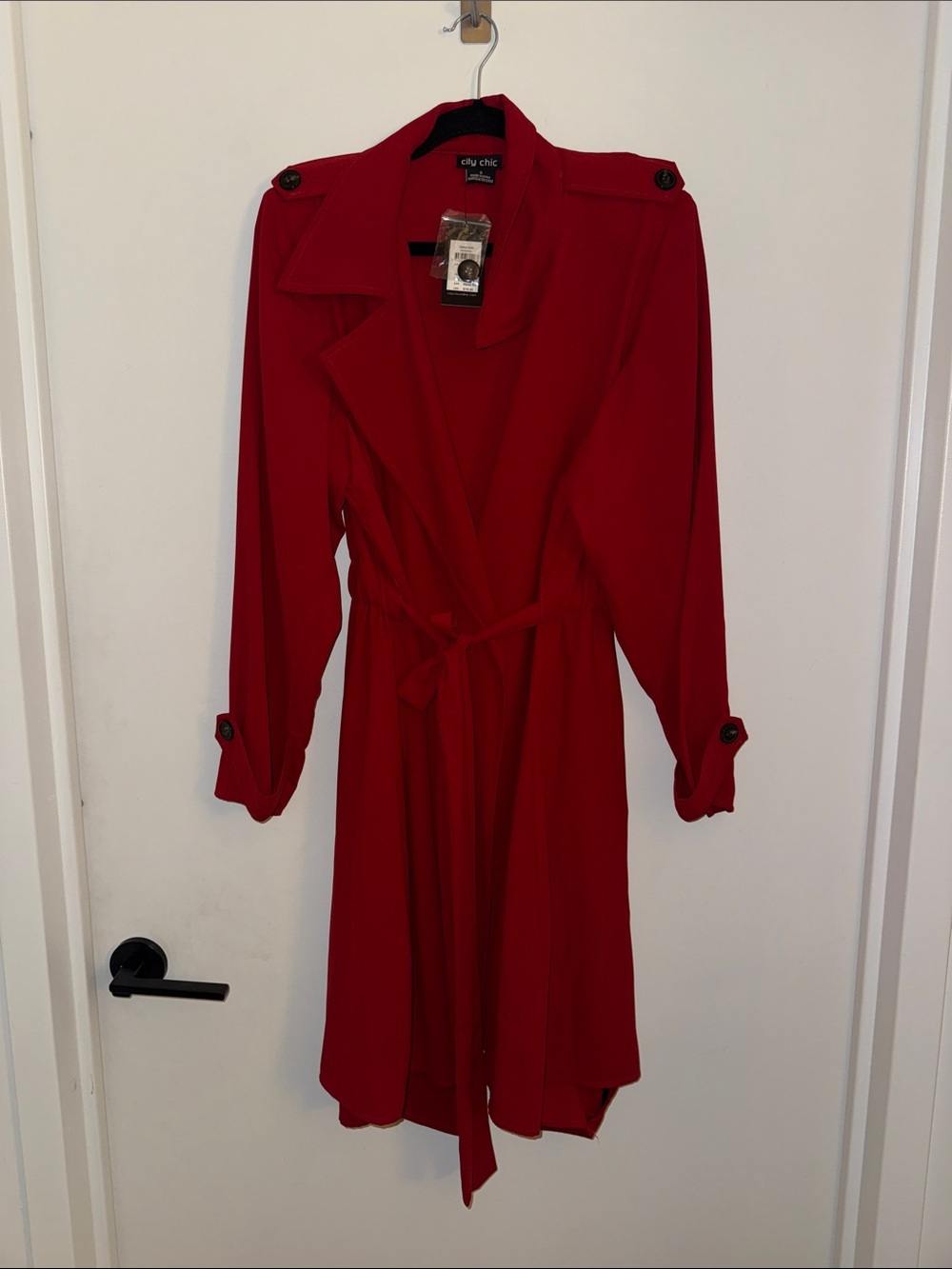 City Chic Red Trench Coat